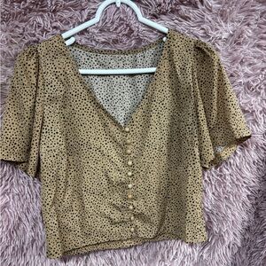 Cheetah print button down blouse